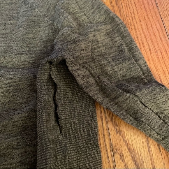 EXPRESS Lace Up Back Circle Hem Sweater Olive Green 3/4 Sleeve Lattice Cotton S - Picture 16 of 16